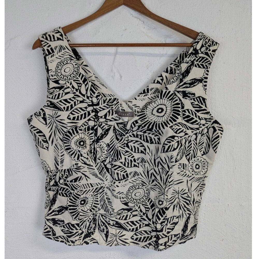 Boho Crop Top Linen Blend Floral Crunchy Festival Sleeveless Tank Womens 12